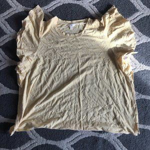 Terra & Sky Plus Size Flutter Sleeve Knit Top, yellow & white stripes - NWT